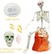 5.4FT Full Size Halloween Skeleton, Life Size Posable Skeleton with Glowing Eyes Scary Sound, Plastic Skeleton with Movable Joints for Halloween Decoration